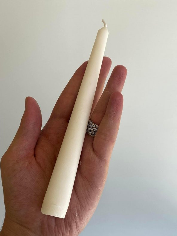 Çift Renkli Alevli Şamdan Mumu 20 cm (Beyaz) - 7