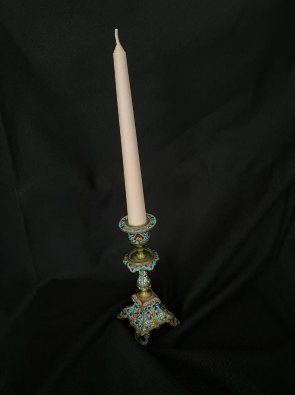 Çift Renkli Alevli Şamdan Mumu 20 cm (Pembe) - 5