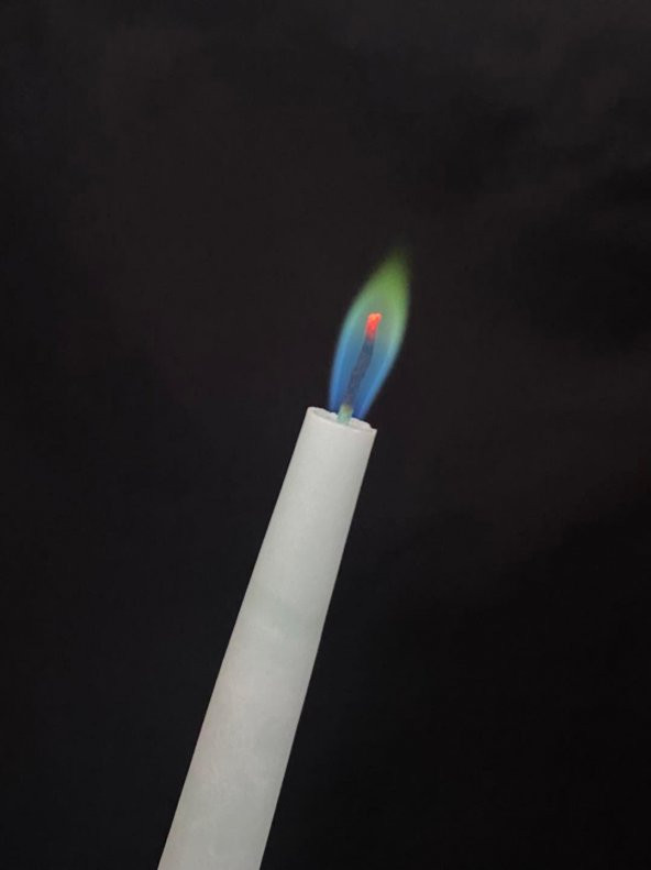 Çift Renkli Alevli Şamdan Mumu 20 cm (Nil Yeşili) - 7