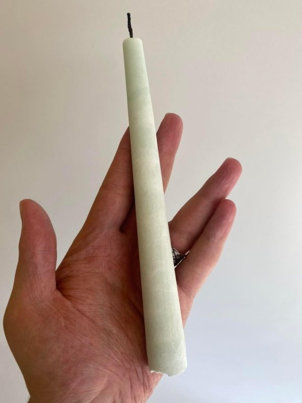 Çift Renkli Alevli Şamdan Mumu 20 cm (Nil Yeşili) - 8