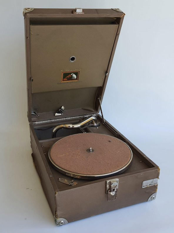 His Master's Voice Antika Çanta Gramofon 074 (Kurma Kolu Eksik)