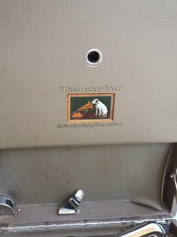 His Master's Voice Antika Çanta Gramofon 074 (Kurma Kolu Eksik) - 4