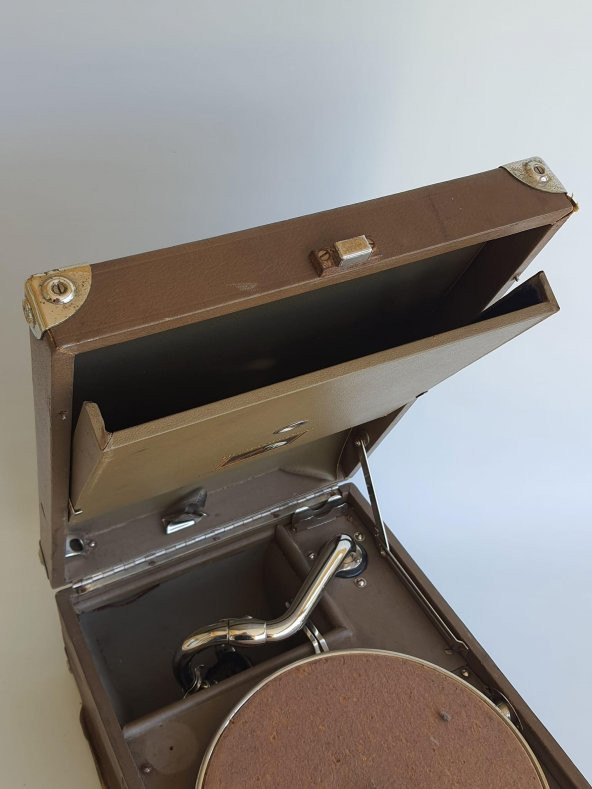 His Master's Voice Antika Çanta Gramofon 074 (Kurma Kolu Eksik) - 7