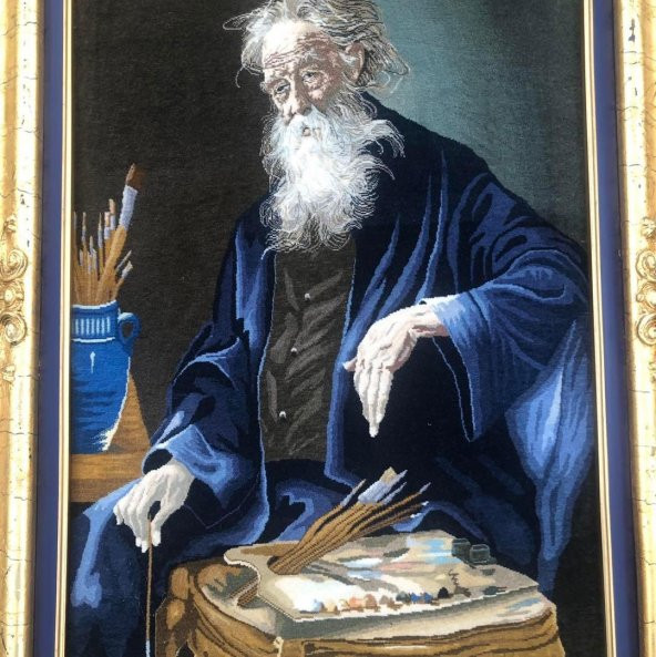 Abbas Katouzian Yaşlı Adam Portresi İran Tebriz Halı Tablo 90x120 cm - 3