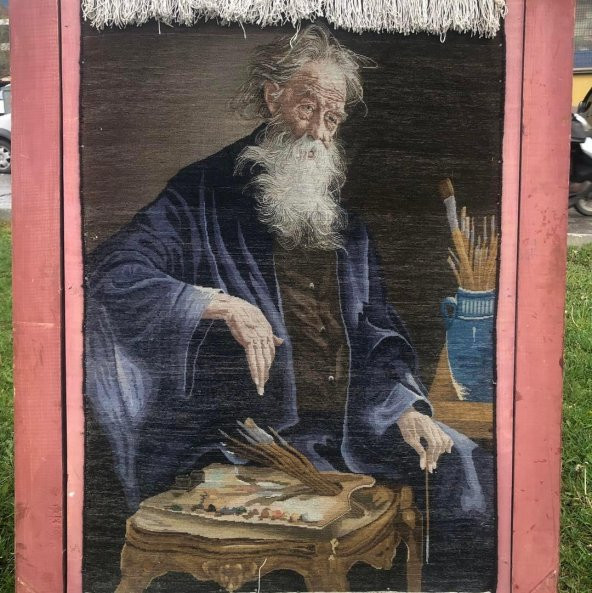 Abbas Katouzian Yaşlı Adam Portresi İran Tebriz Halı Tablo 90x120 cm - 9