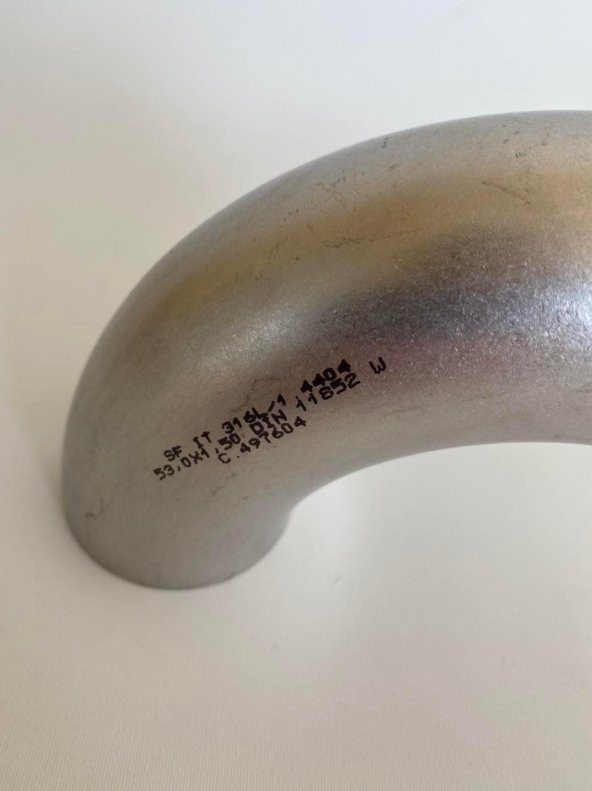 Paslanmaz Çelik Dirsek Boru 90 Derece 316L 53x1,5mm - Resim 2