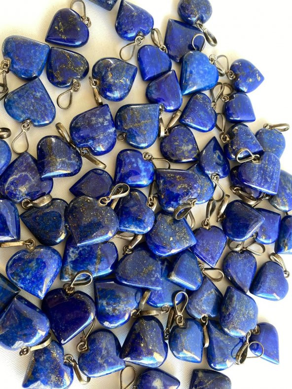 Doğal Lapis Lazuli Taşı Kalp Kolye Ucu 1,6-2,0cm - 5