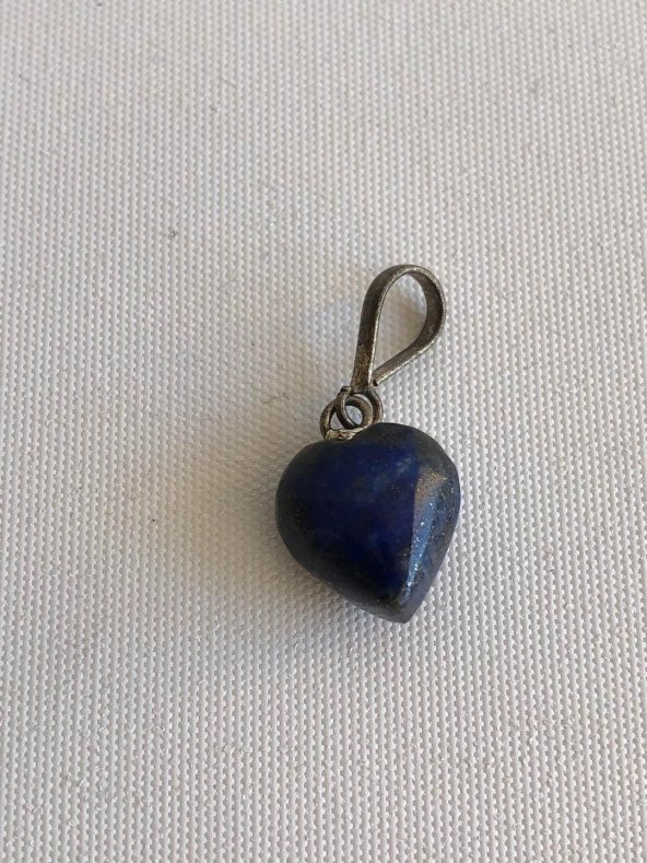 Doğal Lapis Lazuli Taşı Kalp Kolye Ucu 1,1-1,4cm - 3