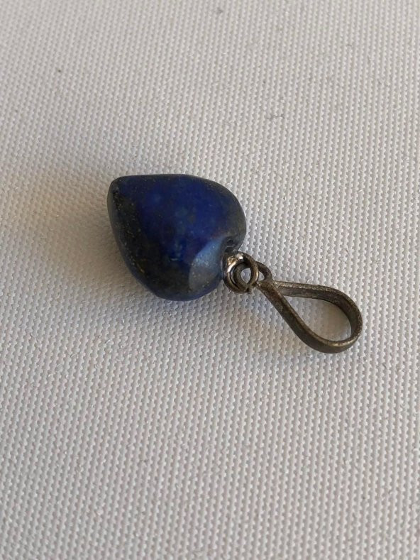Doğal Lapis Lazuli Taşı Kalp Kolye Ucu 1,1-1,4cm - 4