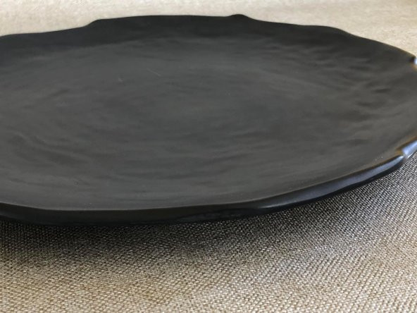 Melamin Yassı Yuvarlak Servis Tabağı Siyah 27cm - Melamin Tabak - 3