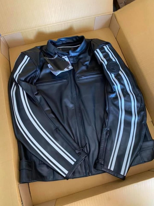 BMW Lederjacke Twinstripes Erkek Deri Ceket S Slim Beden - 3
