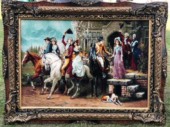 Veda Temalı Halı Tablo 123x93cm - İran Tebriz Halı Kilim Tablo