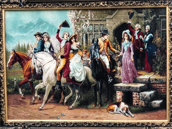 Veda Temalı Halı Tablo 123x93cm - İran Tebriz Halı Kilim Tablo - 2