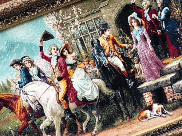 Veda Temalı Halı Tablo 123x93cm - İran Tebriz Halı Kilim Tablo - 3