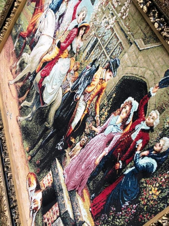 Veda Temalı Halı Tablo 123x93cm - İran Tebriz Halı Kilim Tablo - 9