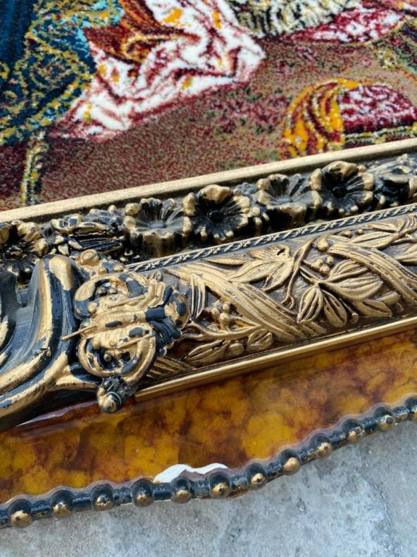 Fransız Aile Toplantısı Temalı İran Tebriz Halı Tablo 123x93 cm - Duvar Halı Kilim Tablo - 5