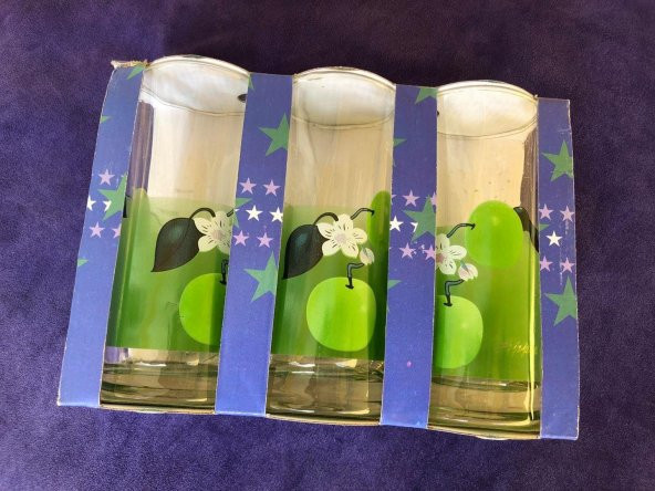 3Lü Nostaljik Cam Su Bardağı - İçki Şerbet Bardak Seti - 7