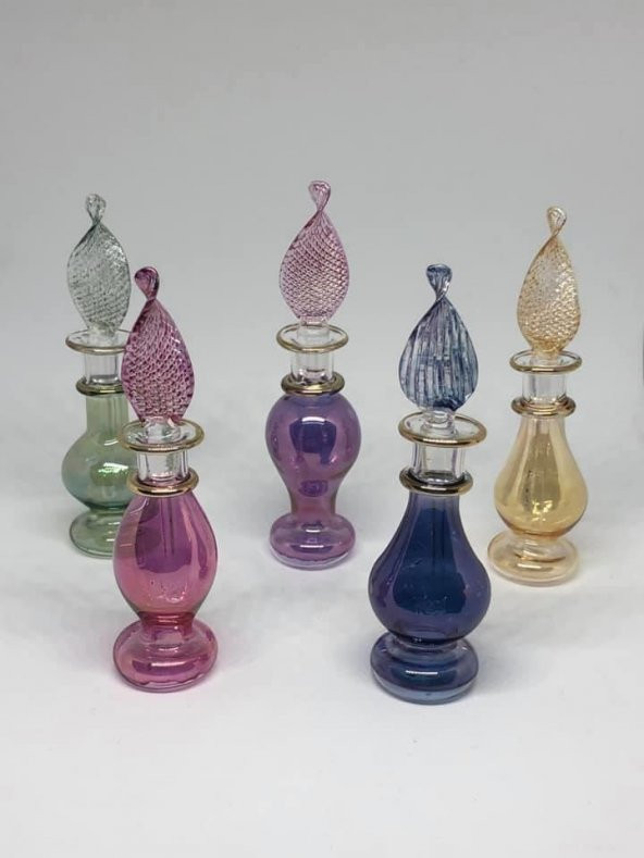 Osmanlı İşlemeli Esans Şişesi - El Yapımı Üfleme Cam Parfüm Şişesi