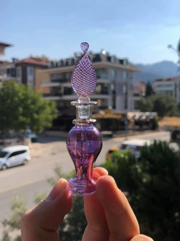 Osmanlı İşlemeli Esans Şişesi - El Yapımı Üfleme Cam Parfüm Şişesi - 8