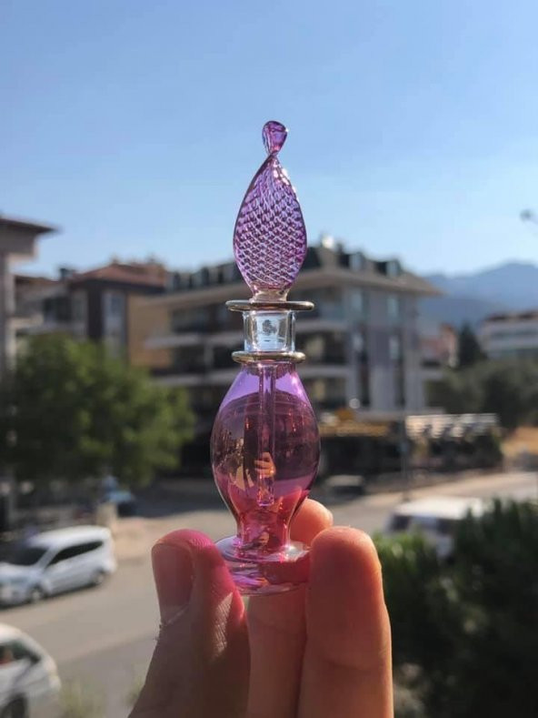 Osmanlı İşlemeli Esans Şişesi - El Yapımı Üfleme Cam Parfüm Şişesi - 10