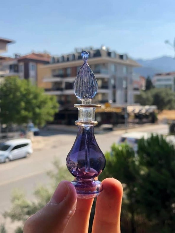 Osmanlı İşlemeli Esans Şişesi - El Yapımı Üfleme Cam Parfüm Şişesi - 12
