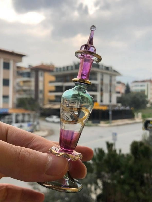 El Yapımı Üfleme Cam Parfüm Şişesi - Osmanlı İşlemeli Esans Şişesi - 3