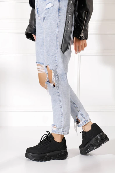 Günlük Kadın Spor Ayakkabı Yüksek Taban 6 Cm Sneaker Siyah - Beyaz - Bej - Rugan - Süet 001 - 2