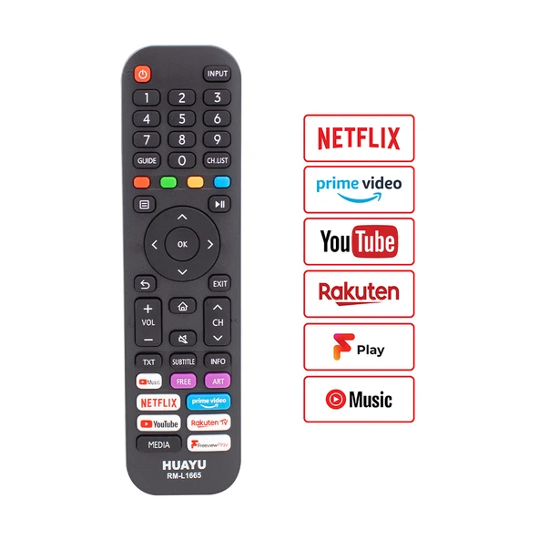 HUAYU KL RM-L1665 VER2.0 HISENSE NETFLIX-PRIME VIDEO-YOUTUBE TUŞLU LCD LED TV KUMANDA