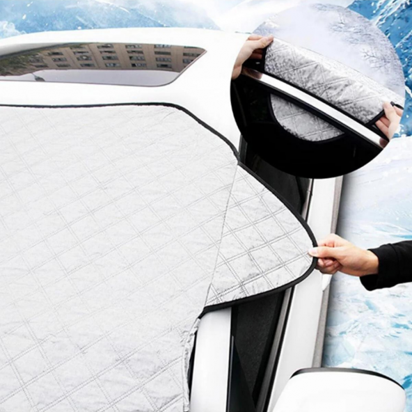 Oto Ön Cam Brandası Araç Camı Buzlanma Önleyici Ve Koruyucu Branda Cam Üstü Kar Örtüsü Buz Brandası Güneş Önleyici - 2