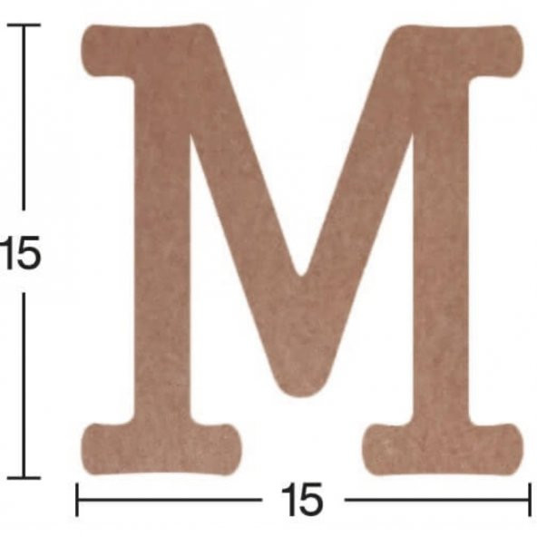 H16 M Harfi Biblo, 18mm Boyanabilir Mdf Figüratif Ahşap Obje