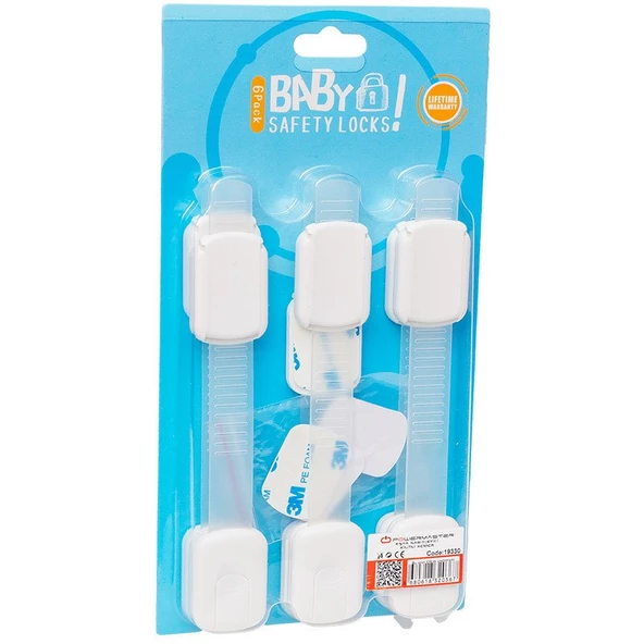 POWERMASTER PM-19330 SİLİKON ÇEKMECE DOLAP ÇOCUK KİLİDİ 3M YAPIŞTIRICILI 6 ADET - 3