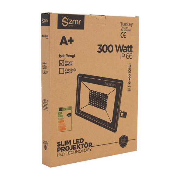 ZMR 300 WATT - 220 VOLT 6500K IP66 150* IŞIK AÇISI DRIVERSIZ SLİM KASA BEYAZ LED PROJEKTÖR - 3