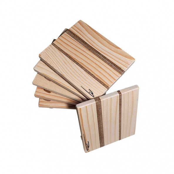 Barış Dizayn Doğal ahşap Bardak altlığı fincan altlığı çay tabağı (6lı set) - 2