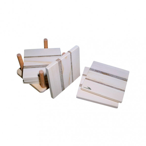 Barış Dizayn Doğal ahşap Standlı Bardak altlığı fincan altlığı çay tabağı (6lı set) - 2