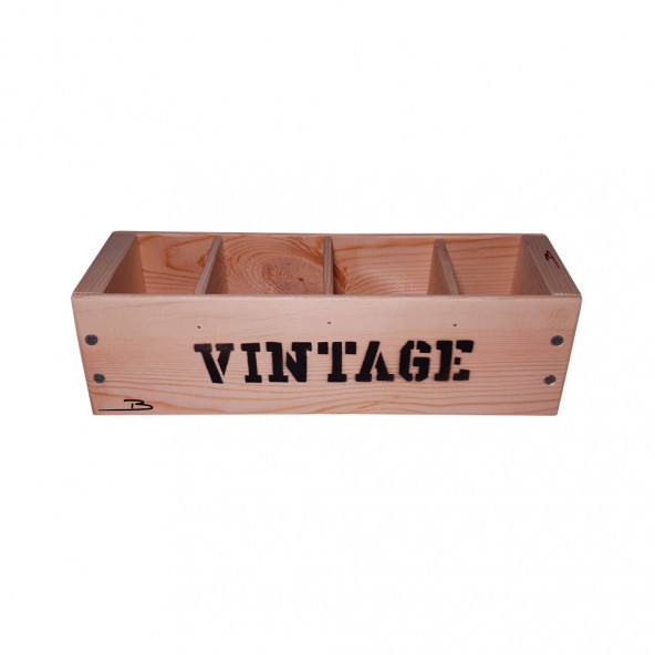 Barış Dizayn Doğal Ahşap 30cm Vintage Retro Tasarım Kalemlik Makyaj Masa Orgenizeri - 4
