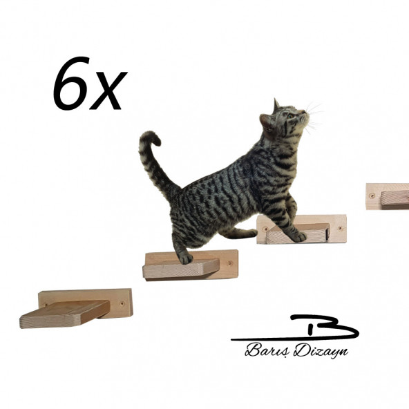 Barış Dizayn Doğal ahşap kedi basamağı kedi köprüsü duvar yürüyüş yolu kedi oyunu (6 adet)
