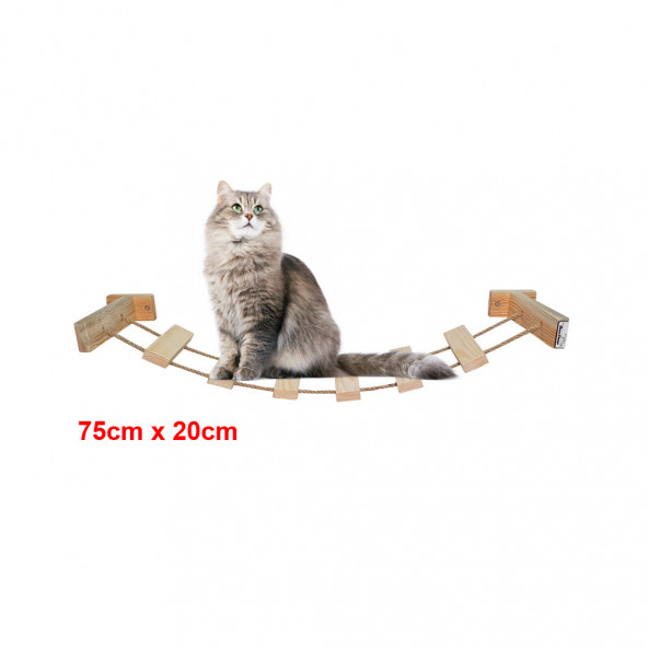 Barış Dizayn 10 Parça Doğal Ahşap Duvar Kedi Oyun Merdiveni Seti Köprü Platform Oyun Duvarı (SET1) - 3