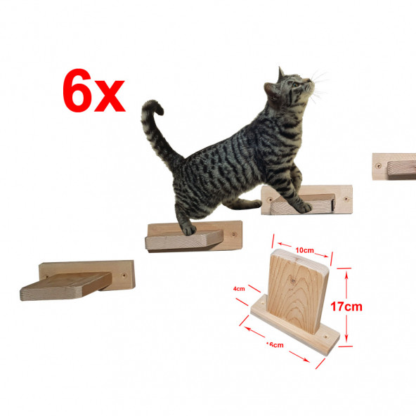 Barış Dizayn 10 Parça Doğal Ahşap Duvar Kedi Oyun Merdiveni Seti Köprü Platform Oyun Duvarı (SET1) - 4