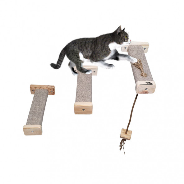 Barış Dizayn Tırmalamalı kedi basamağı kedi köprüsü duvar yürüyüş yolu kedi oyunu parkur Kahve (3 adet)