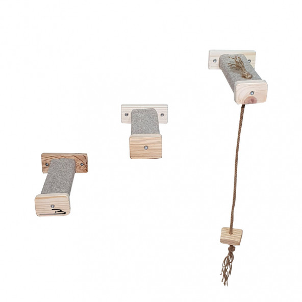 Barış Dizayn Tırmalamalı kedi basamağı kedi köprüsü duvar yürüyüş yolu kedi oyunu parkur Kahve (3 adet) - 3