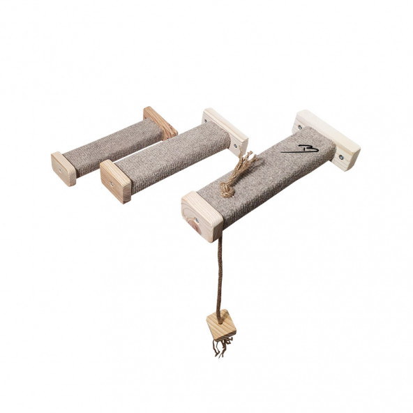 Barış Dizayn Tırmalamalı kedi basamağı kedi köprüsü duvar yürüyüş yolu kedi oyunu parkur Kahve (3 adet) - 4