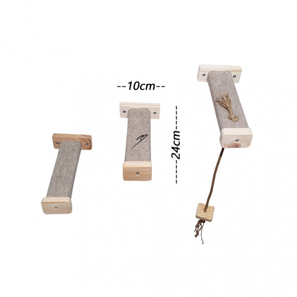 Barış Dizayn Tırmalamalı kedi basamağı kedi köprüsü duvar yürüyüş yolu kedi oyunu parkur Kahve (3 adet) - 5
