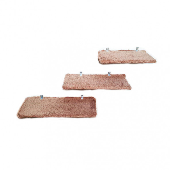 Barış Dizayn Peluş Kedi Basamağı Peluş Raf Duvar Kedi Yolu Parkur 3lü set Kahve (30-40-50cm) - 4