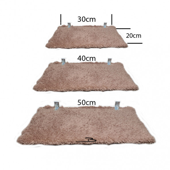 Barış Dizayn Peluş Kedi Basamağı Peluş Raf Duvar Kedi Yolu Parkur 3lü set Kahve (30-40-50cm) - 5