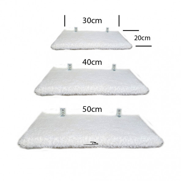 Barış Dizayn Peluş Kedi Basamağı Peluş Raf Duvar Kedi Yolu Parkur 3lü set Bej (30-40-50cm) - 5