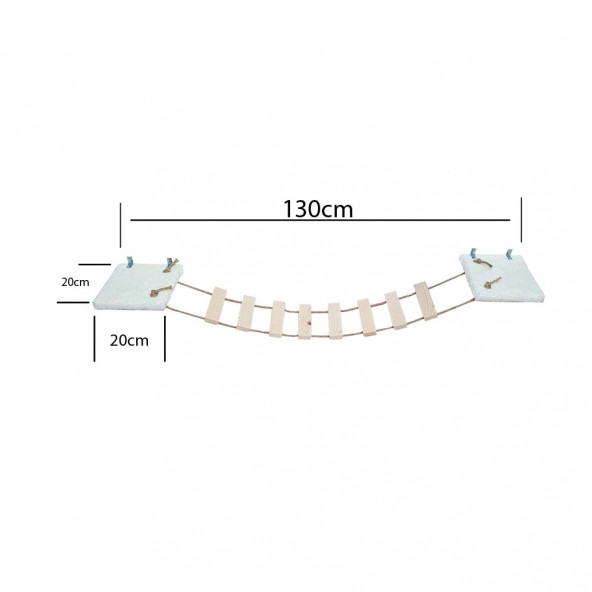 Barış Dizayn Peluş Basamaklı Kedi Köprüsü Peluş Raf Duvar Kedi Yolu Parkur Bej (130cm) - 3
