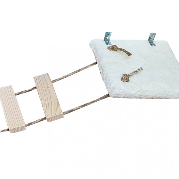 Barış Dizayn Peluş Basamaklı Kedi Köprüsü Peluş Raf Duvar Kedi Yolu Parkur Bej (130cm) - 6