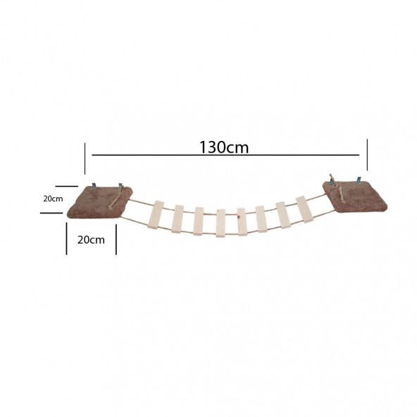 Barış Dizayn Peluş Basamaklı Kedi Köprüsü Peluş Raf Duvar Kedi Yolu Parkur Kahve (130cm) - 5