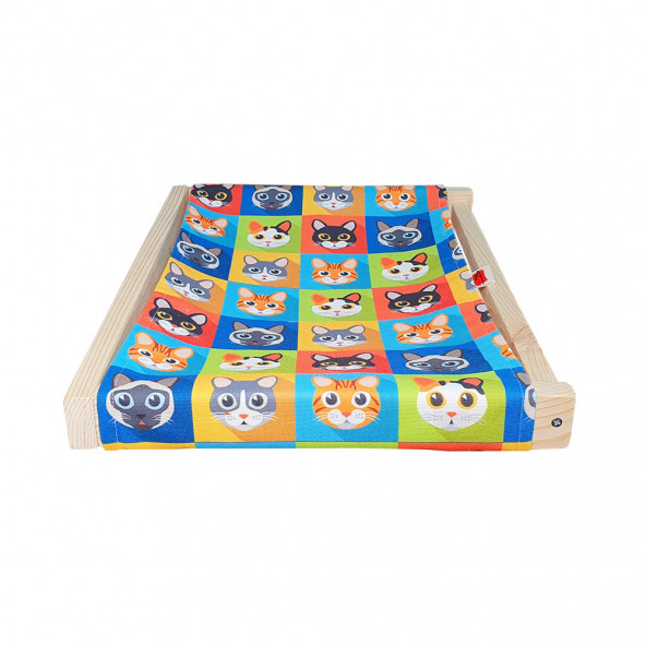 Barış Dizayn Doğal ahşap duvara monte kedi hamağı kedi yatağı kedi hamak (43cm x 36cm) Kareli - 2