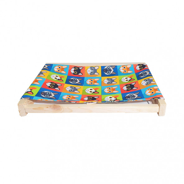 Barış Dizayn Doğal ahşap duvara monte kedi hamağı kedi yatağı kedi hamak (43cm x 36cm) Kareli - 3